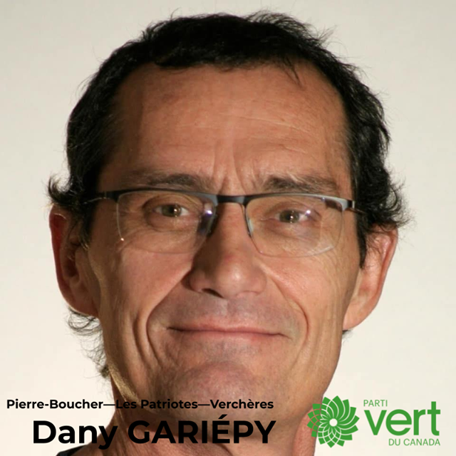 Dany Gariépy se présente comme candidat du Parti vert du Canada dans la circonscription de Pierre-Boucher‒Les Patriotes‒Verchères