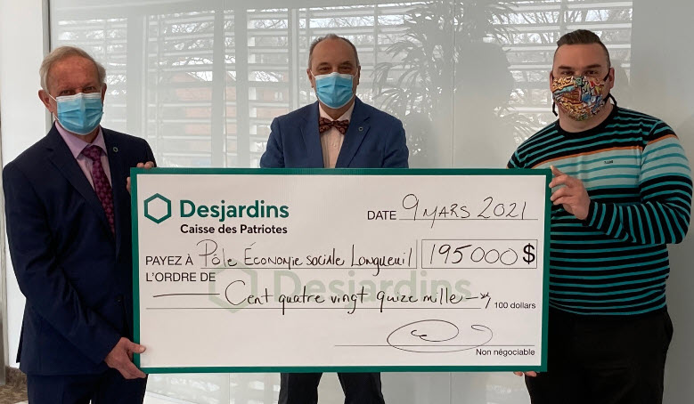 Desjardins remet une contribution de 195 000 $ au Pôle de l’économie sociale de l’agglomération de Longueuil