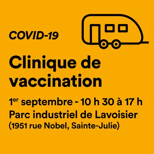 La roulotte de vaccination de passage dans le parc industriel de Sainte-Julie le 1er septembre