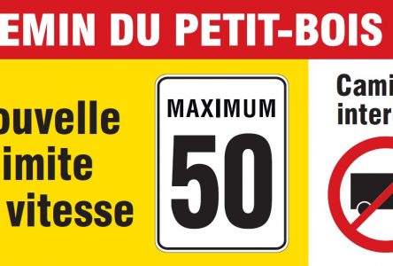 Limite de vitesse abaissée à 50 km/h sur le chemin du Petit-Bois