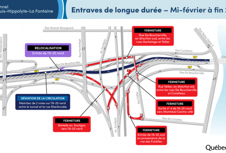 Tunnel Louis-Hippolyte-La Fontaine: travaux et entraves de longue durée à venir