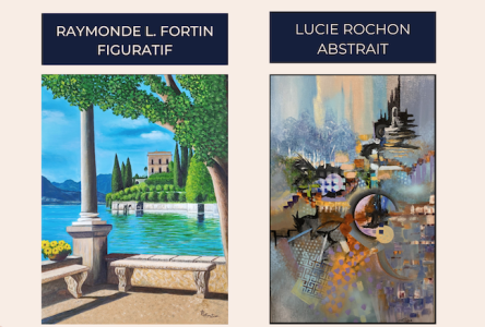 Exposition des peintres Raymonde L. Fortin et Lucie Rochon à la bibliothèque de Sainte-Julie