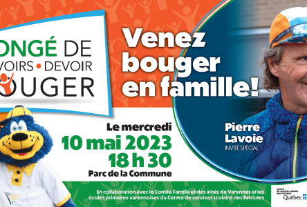 Pierre Lavoie au parc de la Commune de Varennes le 10 mai prochain